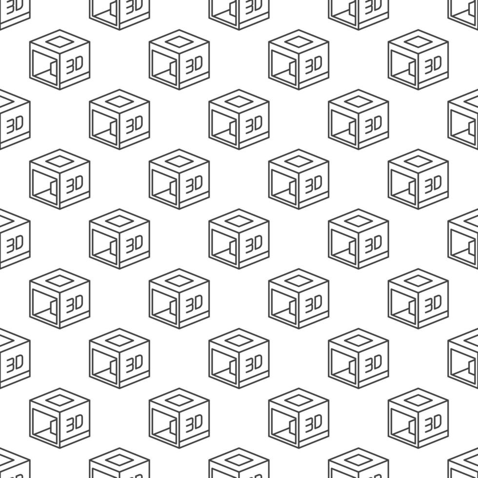 Vector 3d Printer concept linear minimal seamless pattern or background
