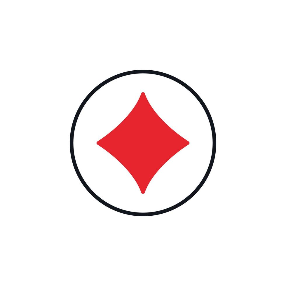 Diamonds Playing Card Suit in Circle vector concept solid red icon
