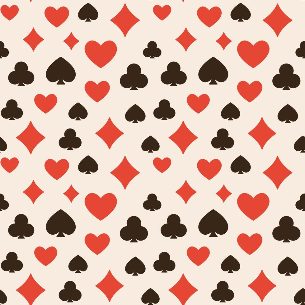 Seamless creative pattern with playing card suits signs - retro background vector