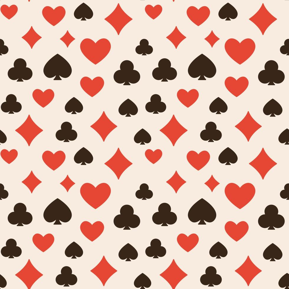 Seamless creative pattern with playing card suits signs - retro background vector