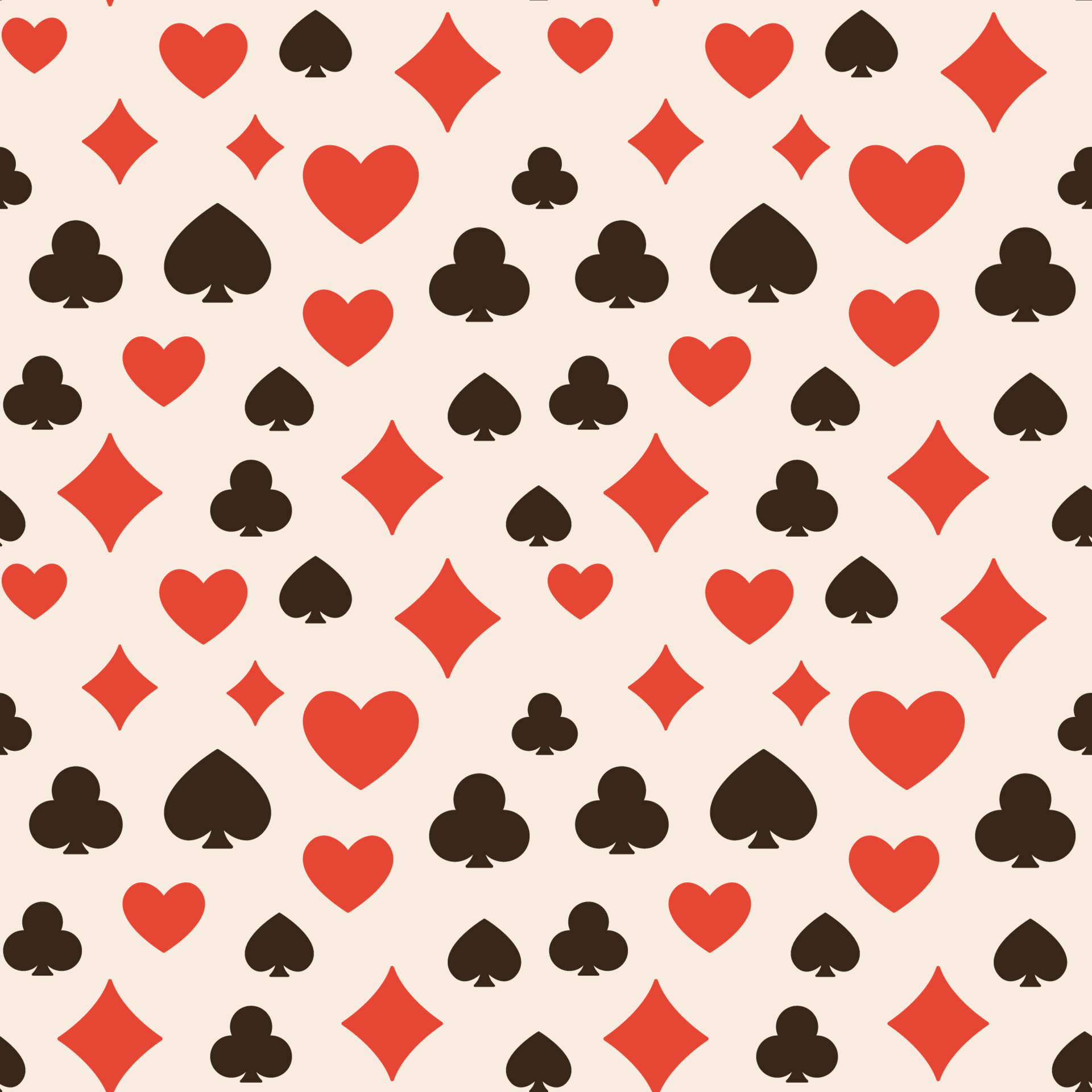 Seamless creative pattern with playing card suits signs retro