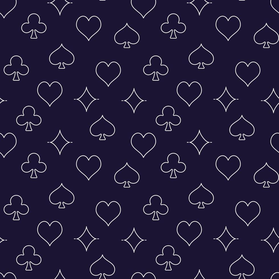 Seamless pattern with playing card suits outline symbols vector