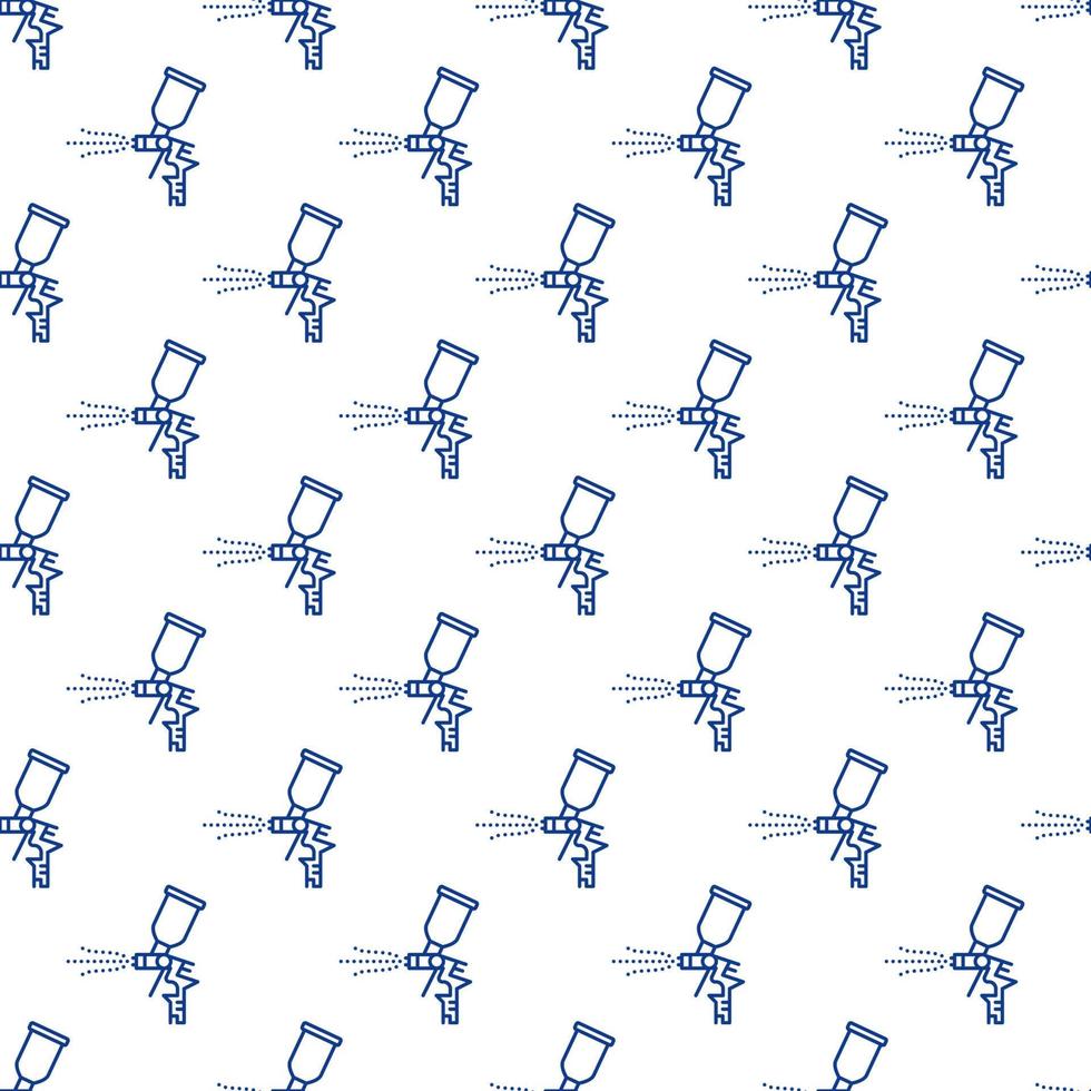 Vector Blue Auto Paint Spray Gun geometric outline seamless pattern