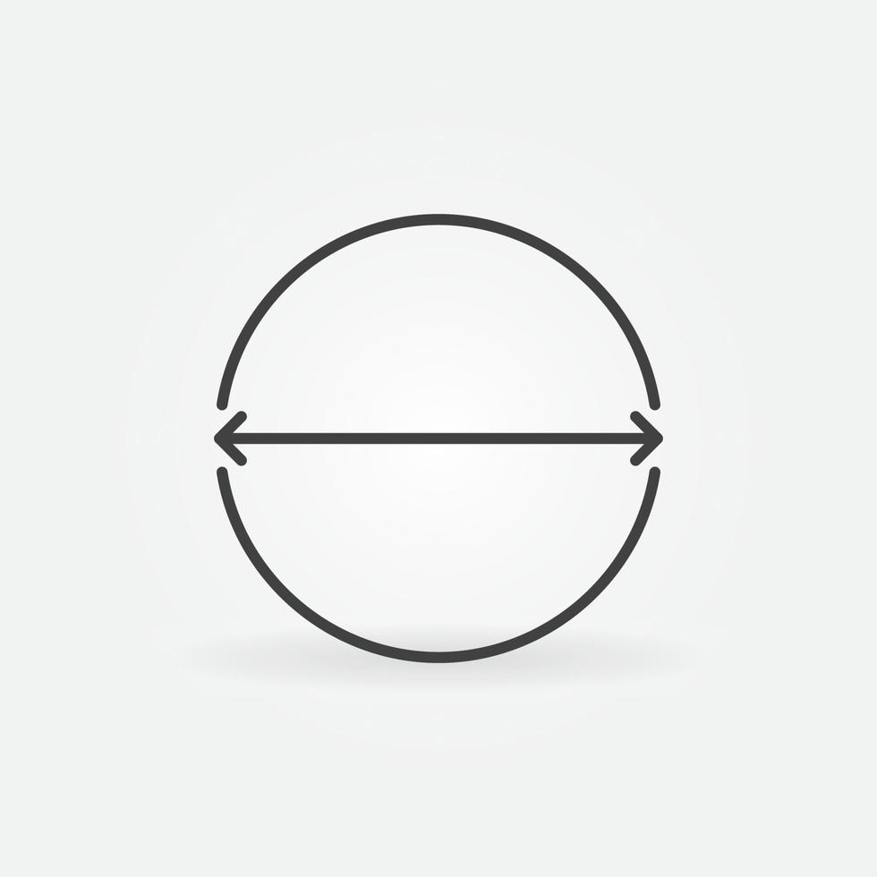 Diameter vector concept icon or sign in thin line style