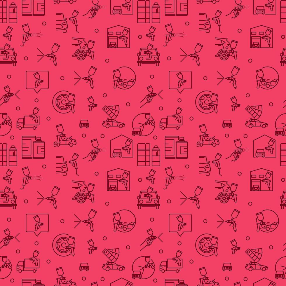 Automotive and Vehicle Painting vector outline red seamless pattern