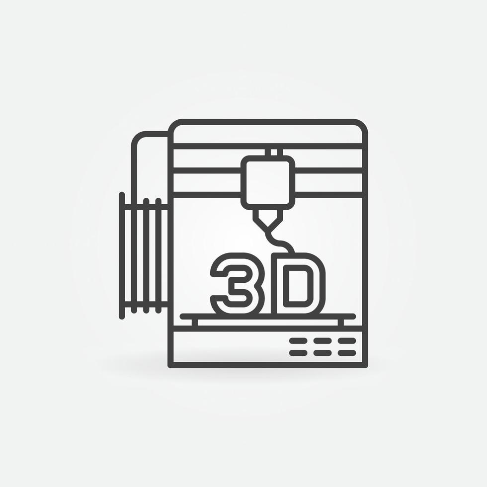 icono de concepto de vector de impresora 3d moderno en estilo de línea delgada