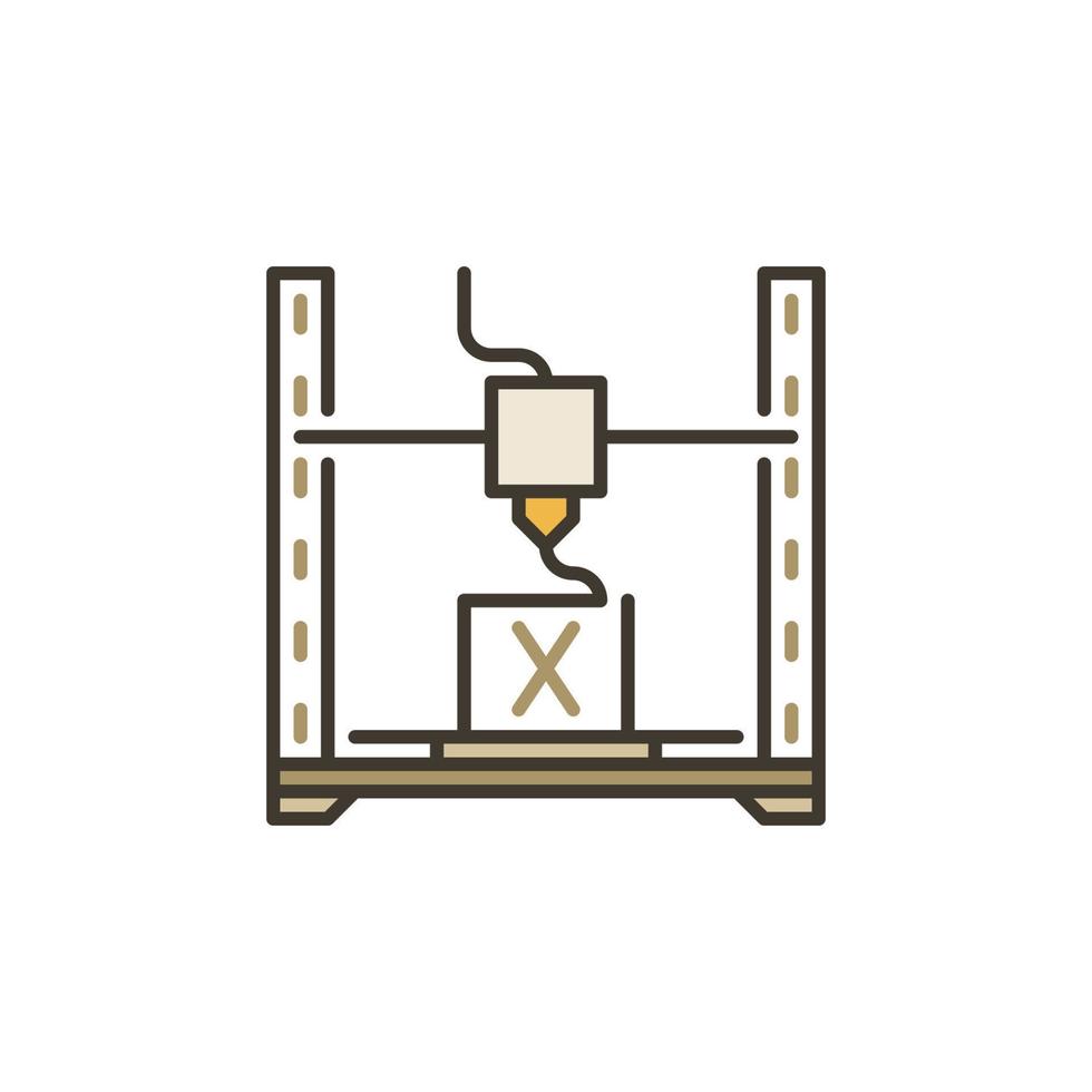 Vector Three-Dimensional Printing or 3d printer concept colored icon
