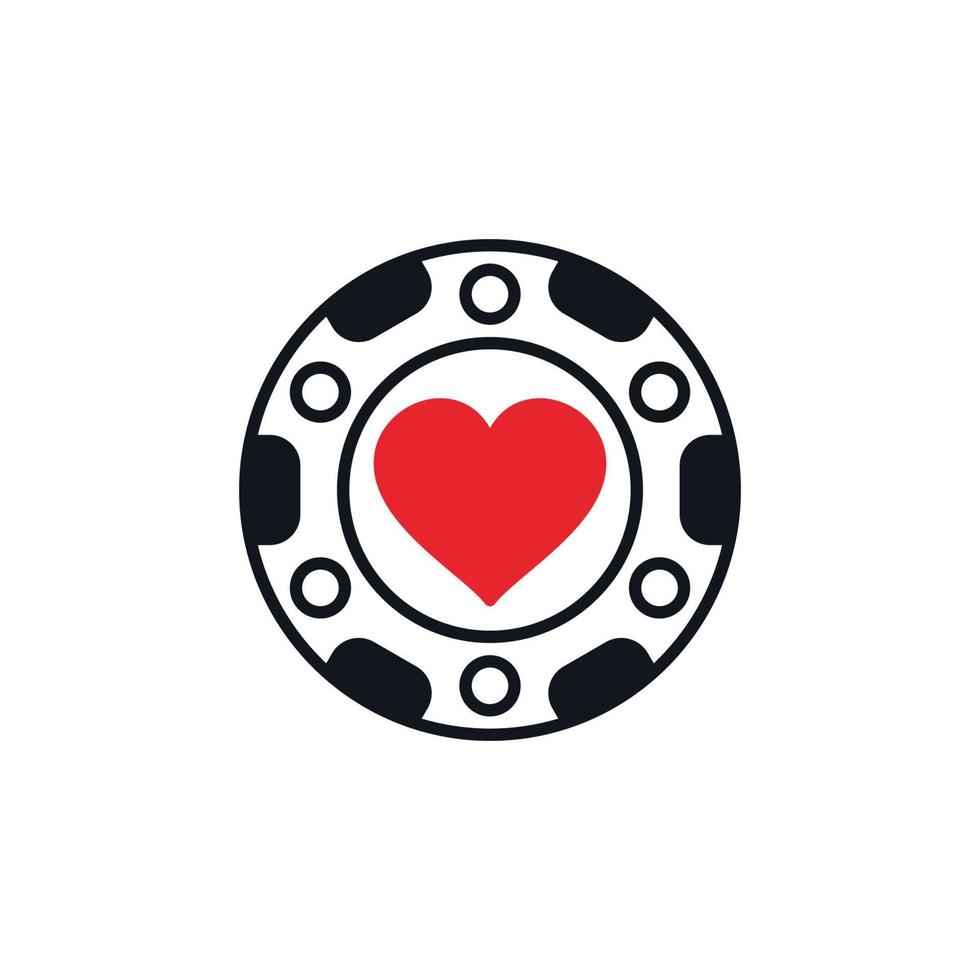 icono sólido de fichas de póquer de corazones. símbolo de casino vectorial vector