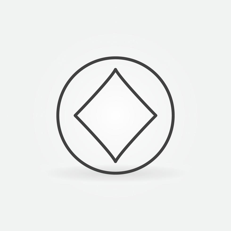 Diamonds Playing Card Suit vector concept round line icon or symbol