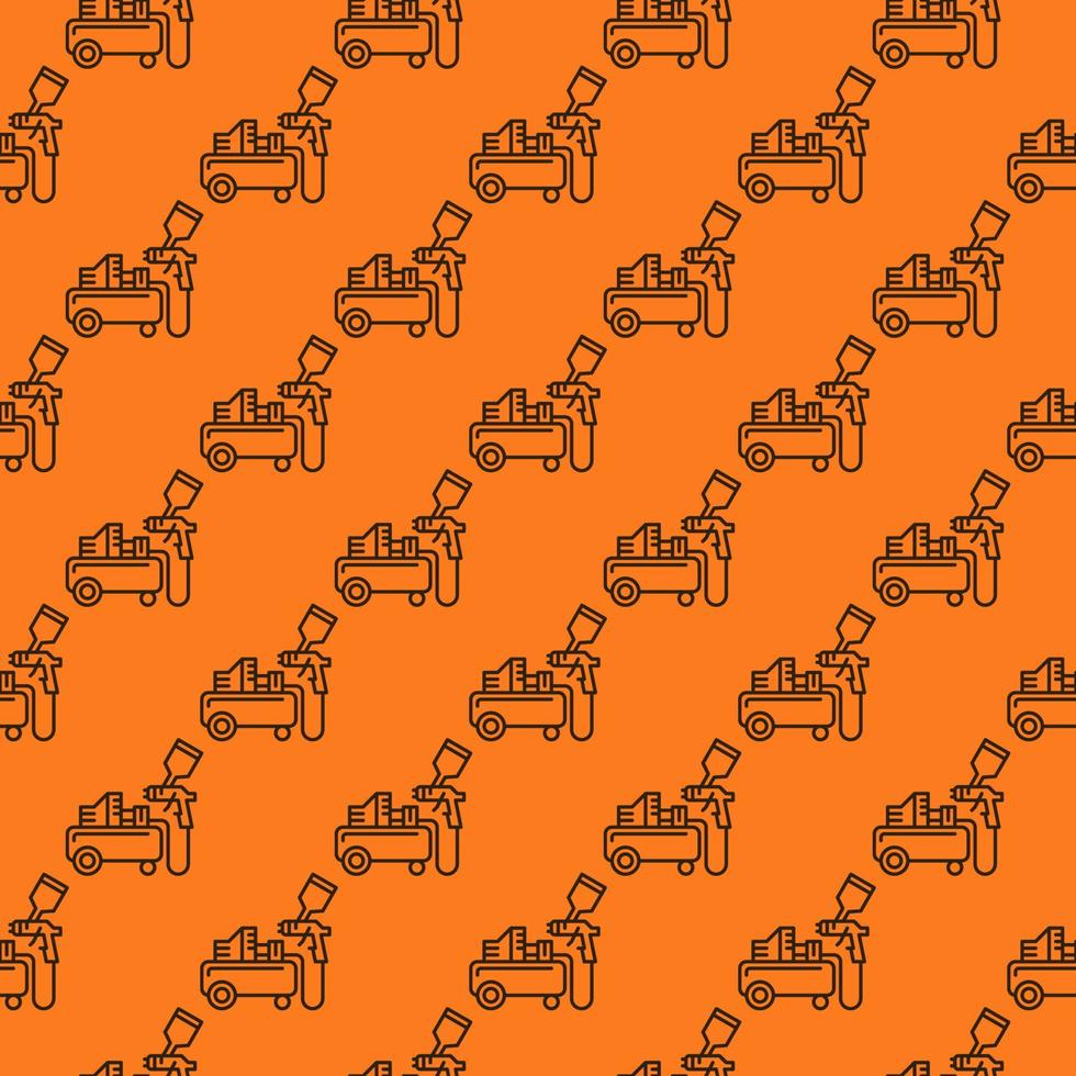Compressor and Paint Spray Gun outline pattern. Auto Body Painting vector seamless background