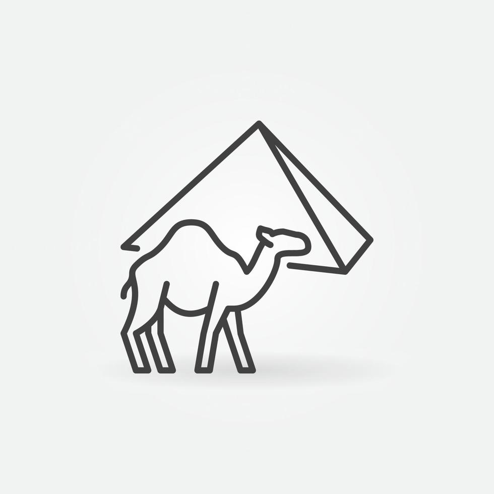 Egyptian Camel and Egypt Pyramid vector concept thin line icon or symbol