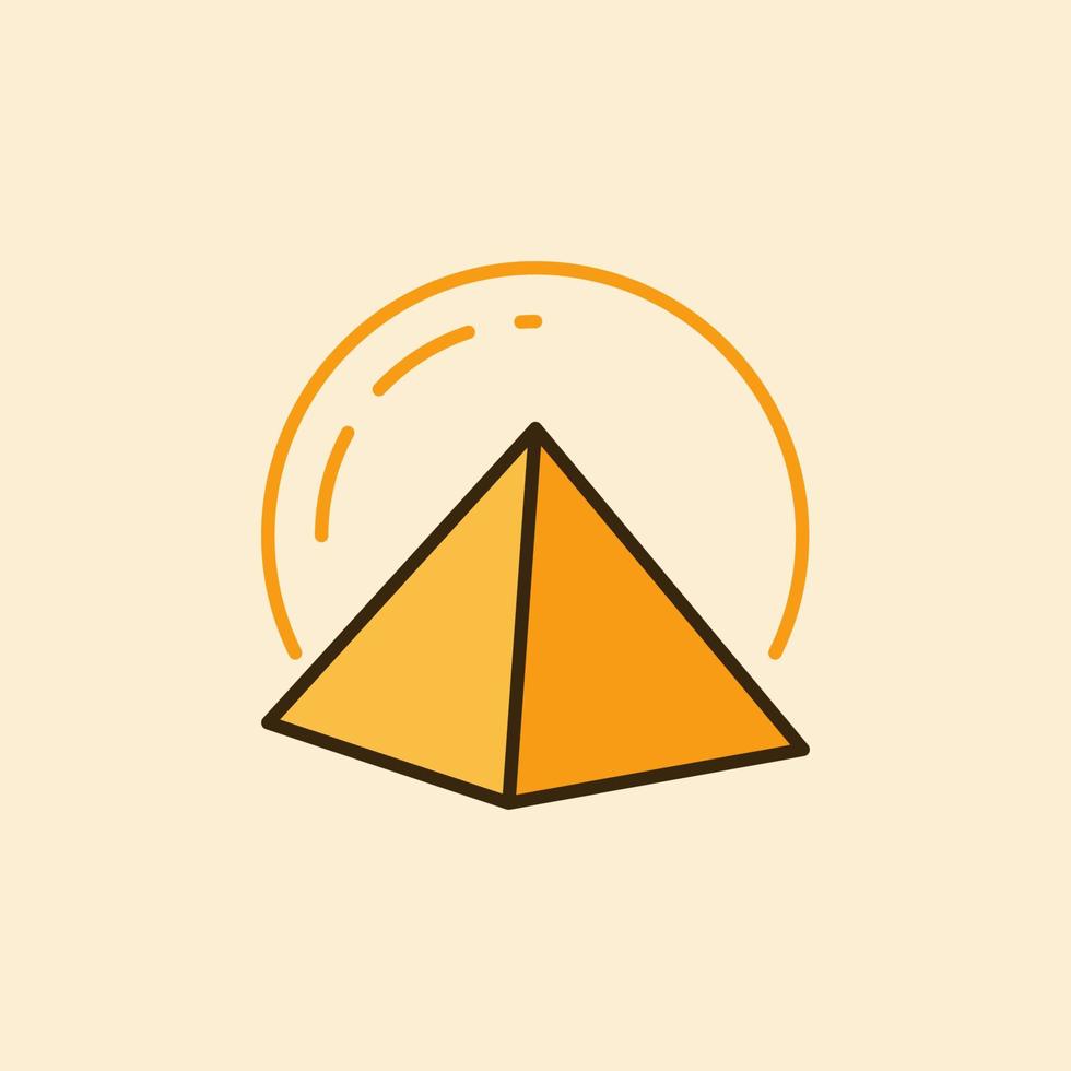 Yellow Egyptian Pyramid with Big Sun vector concept colored icon