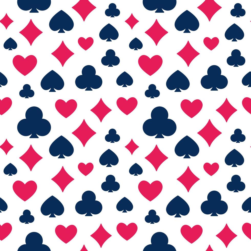 Seamless Gambling Pattern with Playing Card Suits - Casino colored background vector