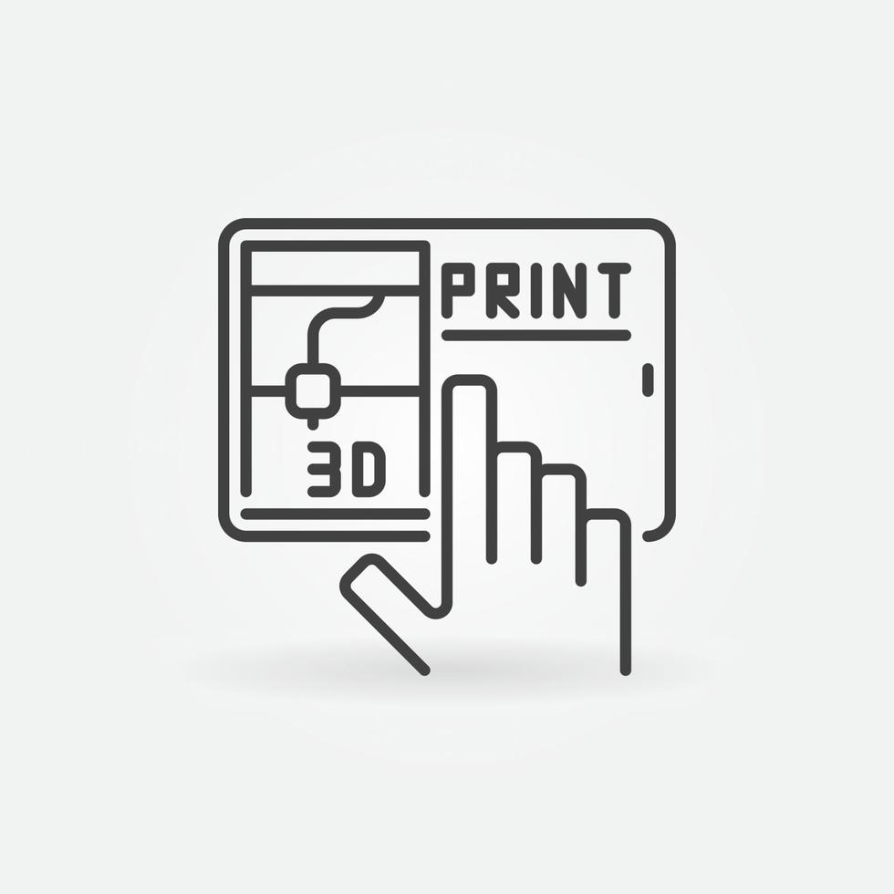 3D Printing via Tablet Device vector concept linear icon
