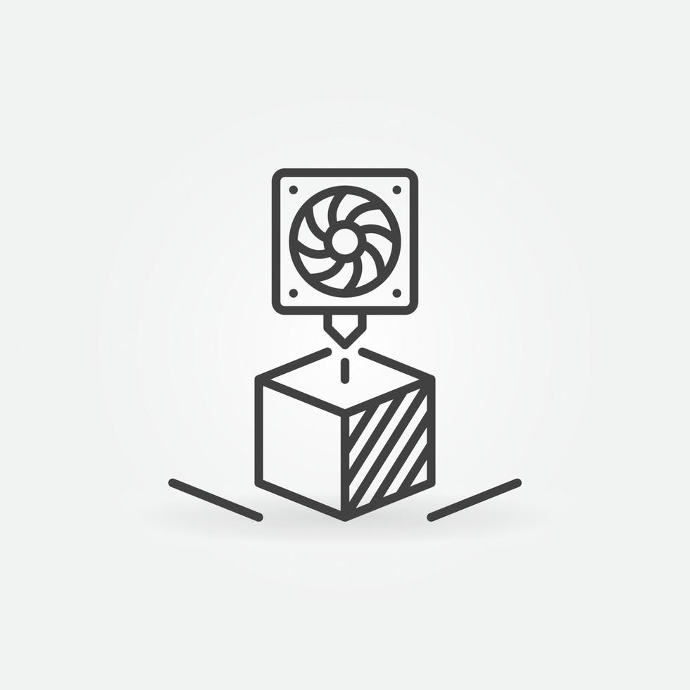 Cube 3D Printing vector concept icon in thin line style