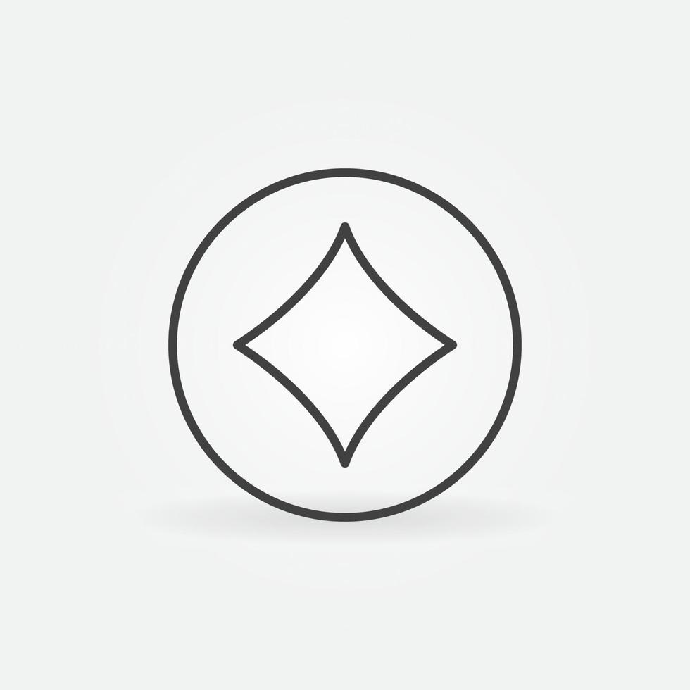 Diamonds Playing Card Suit in Circle vector concept outlne icon