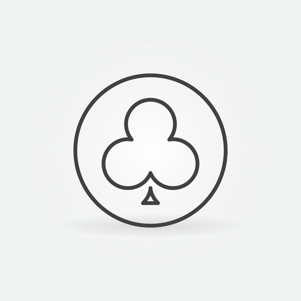 Clubs Playing Card Suit in Circle vector concept linear icon
