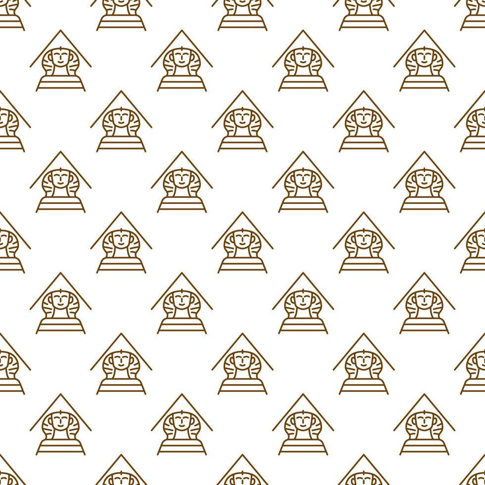 Egyptian Sphinx vector geometric concept minimal line seamless pattern