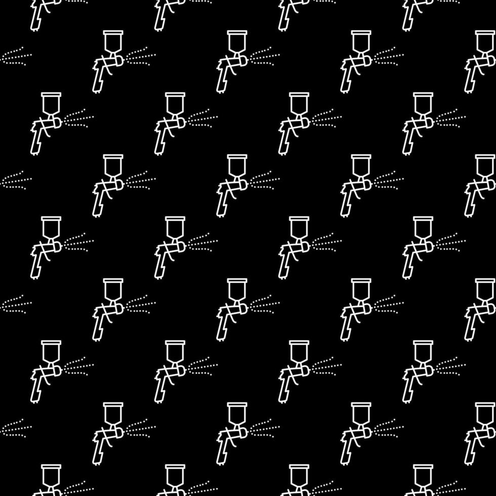 Spray Gun pattern - vector geometric outline dark seamless background