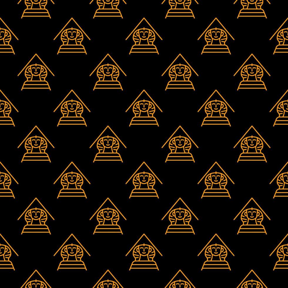 Sphinx vector Egyptian concept geometric outline seamless pattern