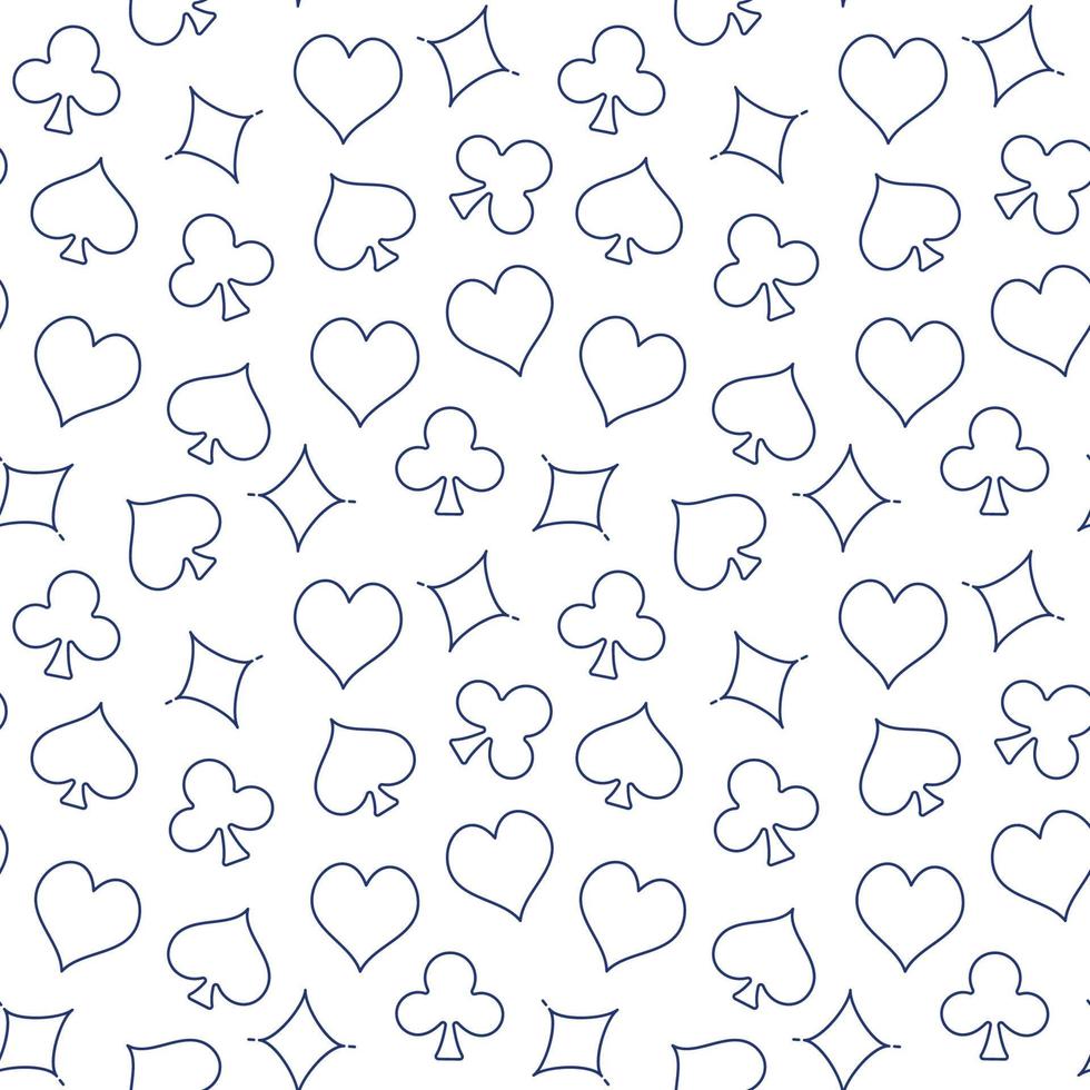 Diamonds, Spades, Clubs and Hearts - Gambling Concept Seamless linear Pattern vector