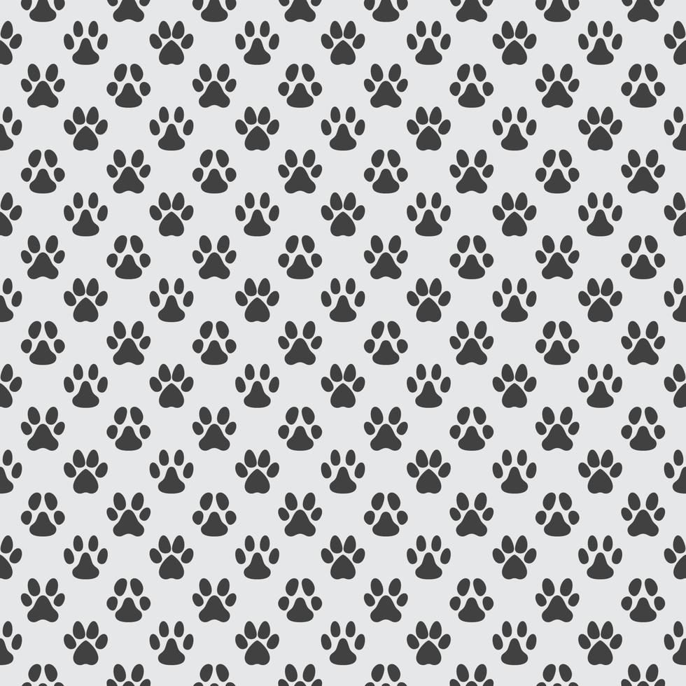 Footprints pattern. Vector seamless background with pet paw prints solid symbols