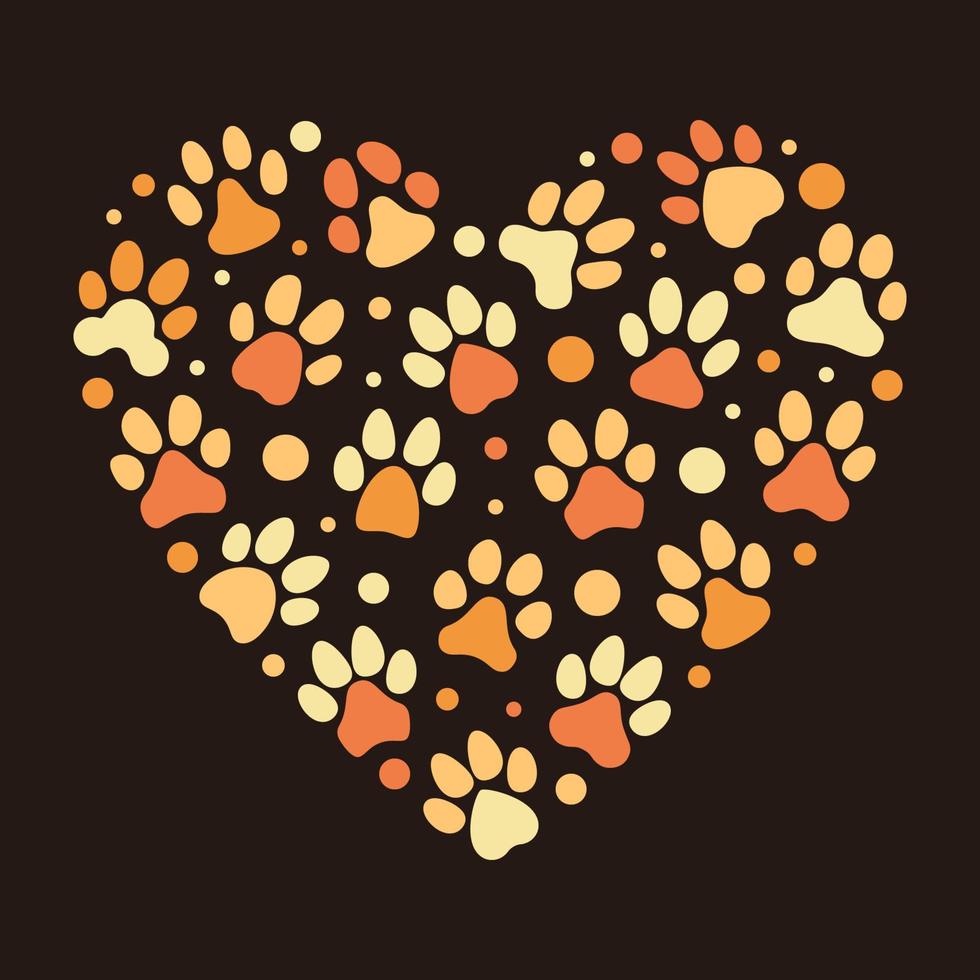 huellas de pata de mascota vector corazón creativo - huellas de animales ilustración en forma de corazón