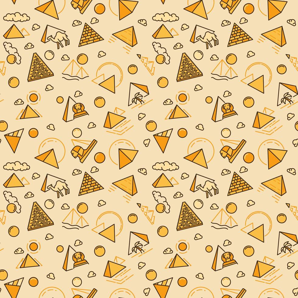 Old Egypt Pyramids vector concept creative colored seamless pattern