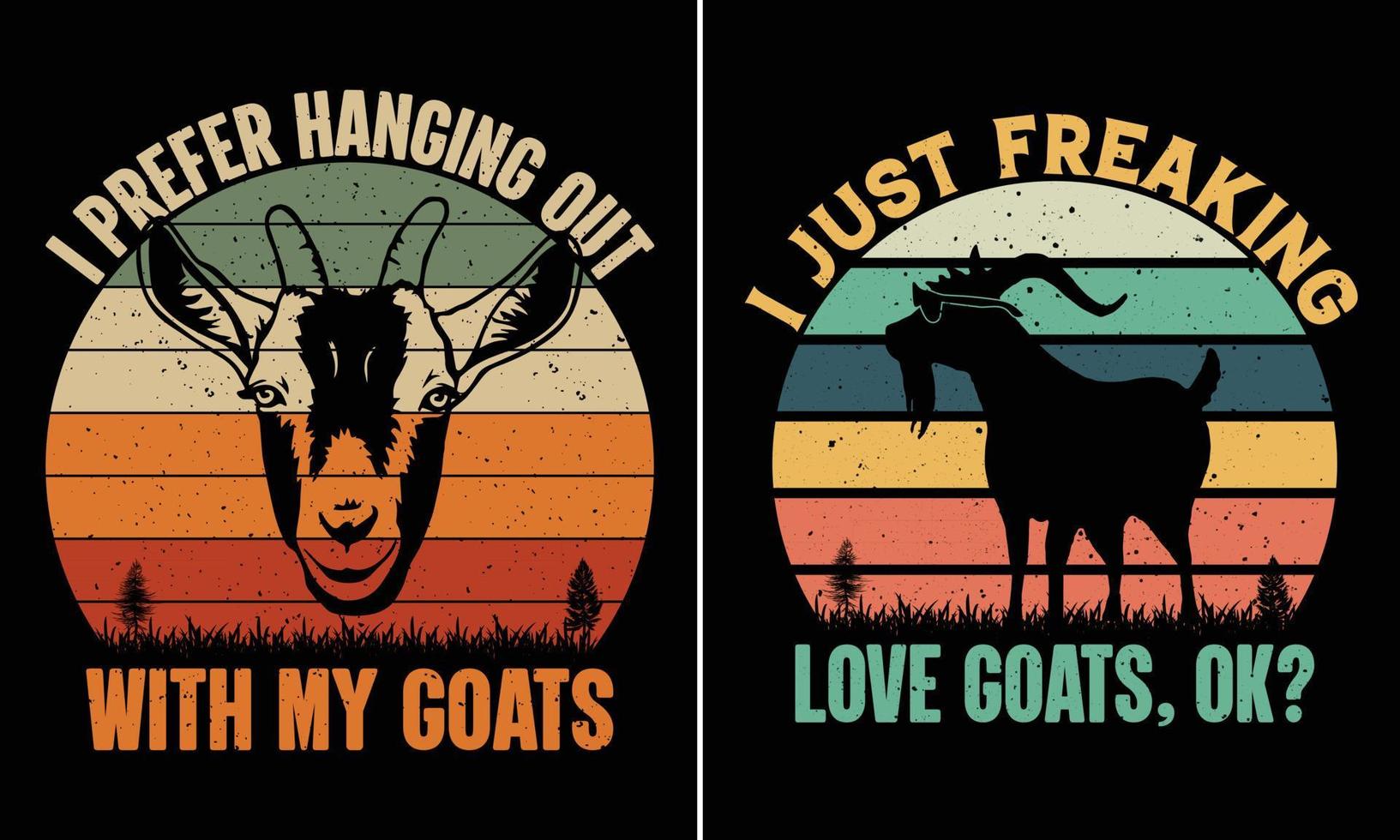 prefiero pasar el rato con mis cabras, me encantan las cabras, ok, divertido diseño retro vintage de camiseta de puesta de sol vector