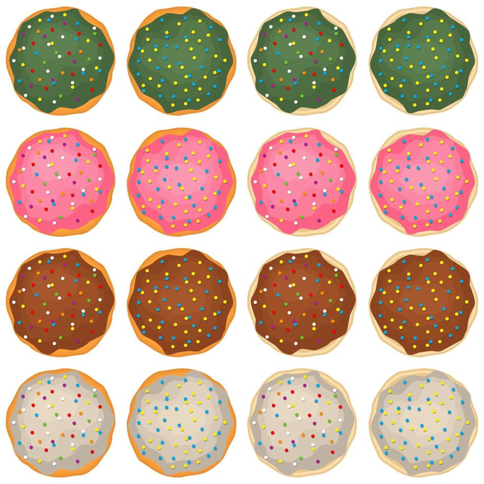 gran juego de galletas caseras de diferentes sabores en galletas de pastelería vector