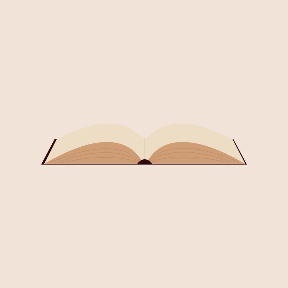 Open blank book in cover. Hand drawn educational vector illustration. Poster or print template