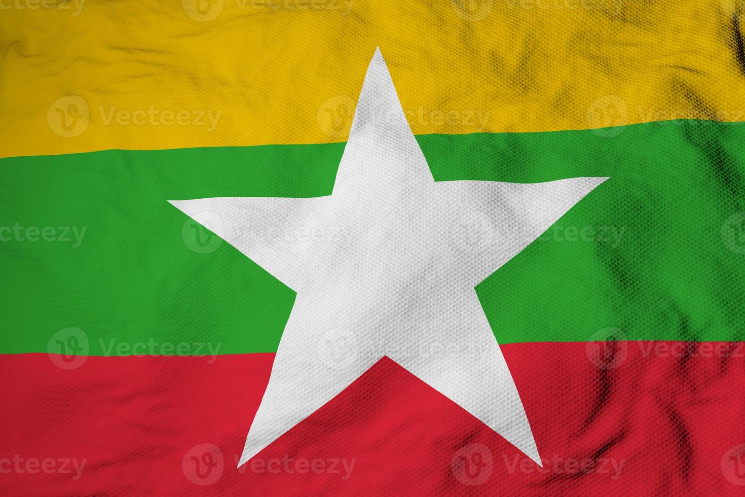 Waving Flag of Myanmar in 3D rendering photo