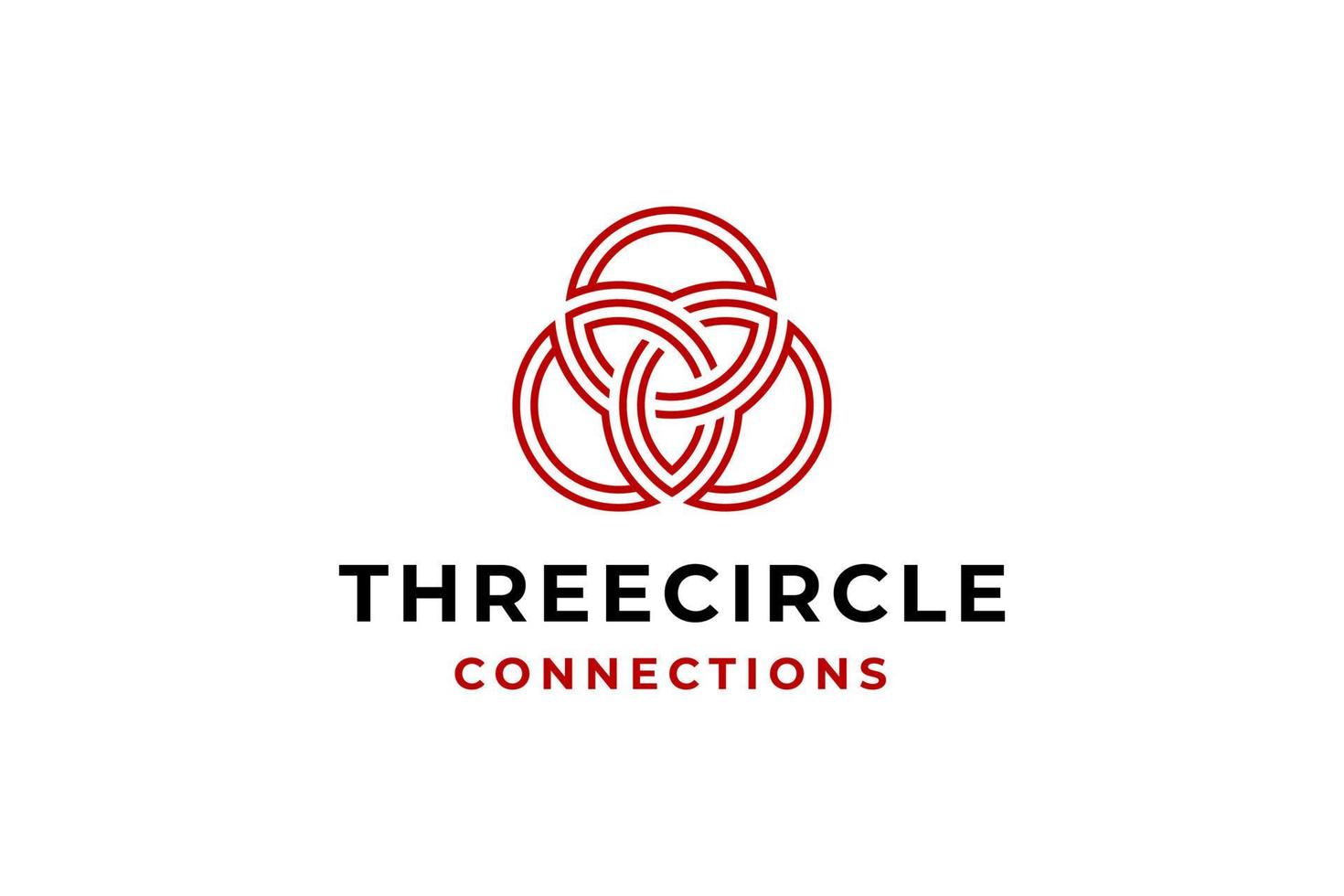 Red Three Circles Ancient overlapping for connections logo vector