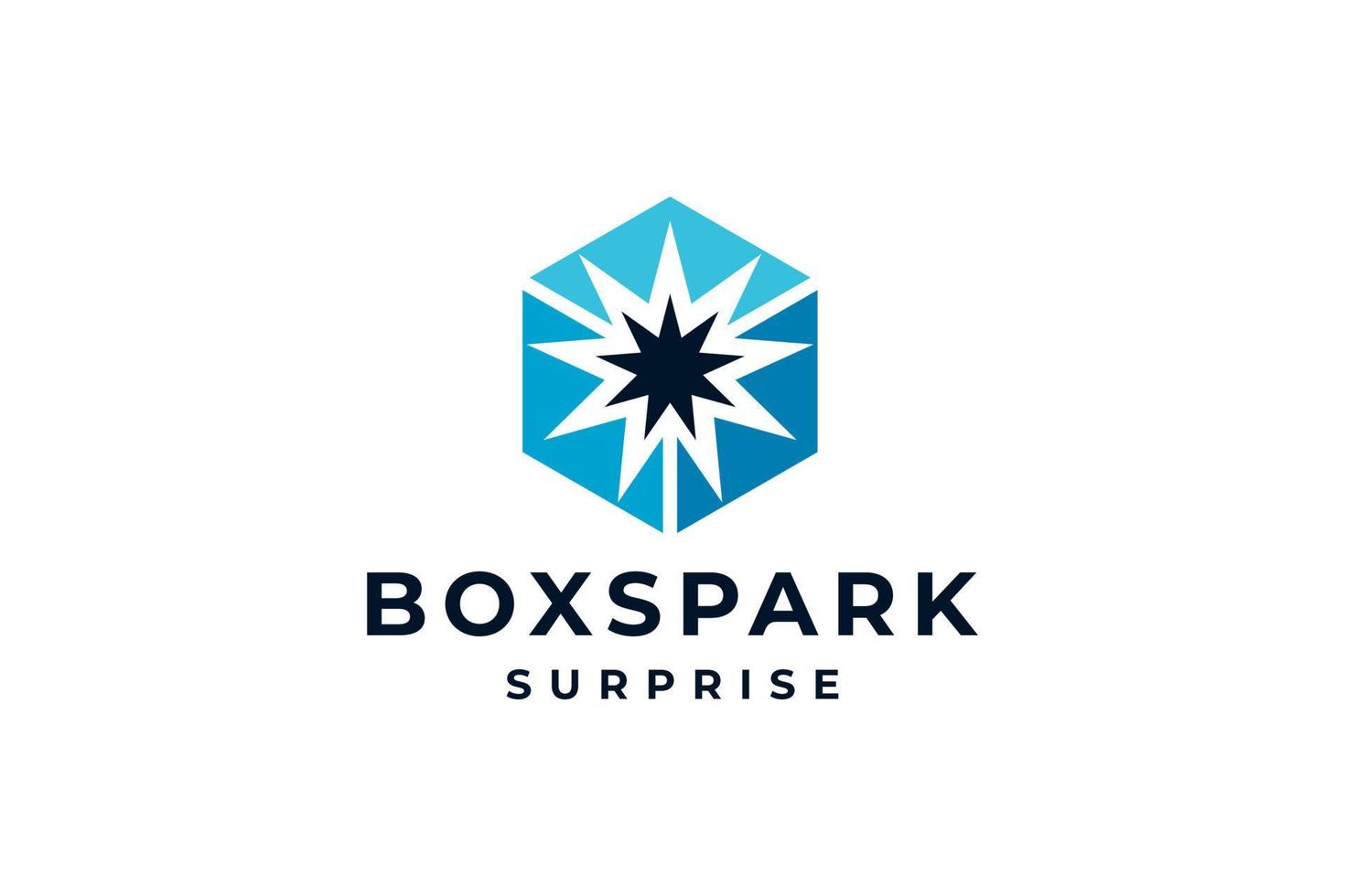 blue black box spark surprise logo vector