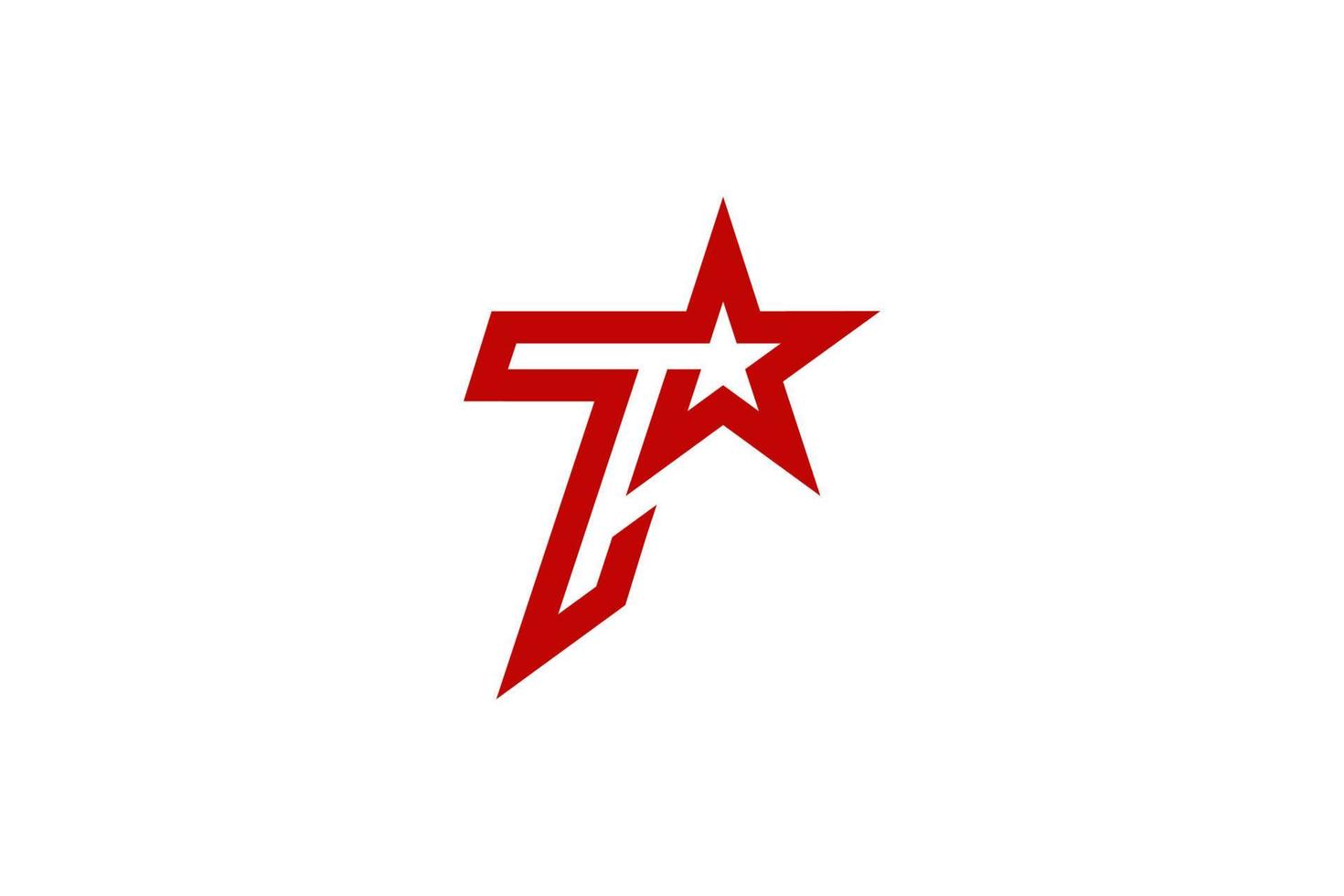 letra inicial roja número 7 logotipo de estrella vector