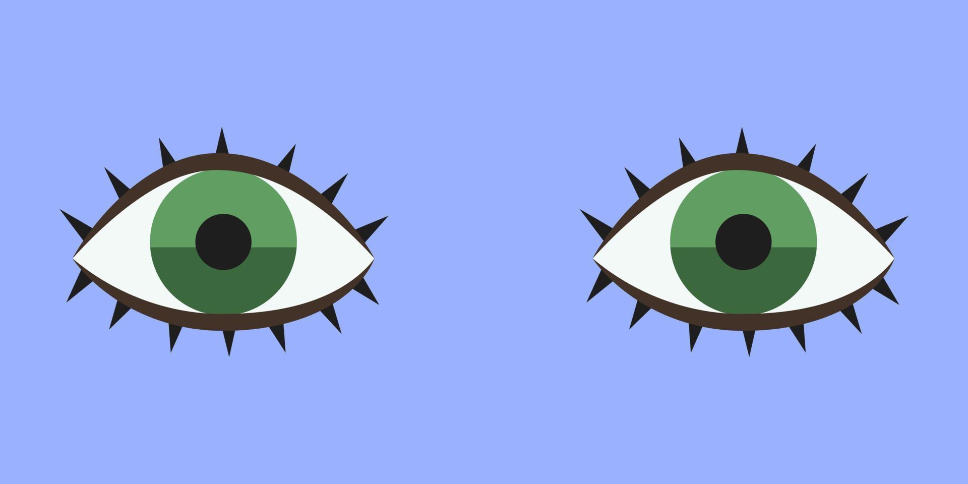 ojos verdes en estilo plano. vector