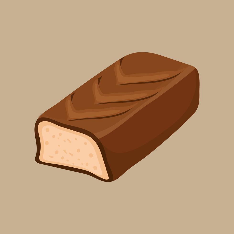 una rebanada de oblea de chocolate. aperitivos y elementos de diseño de alimentos ilustración vectorial vector