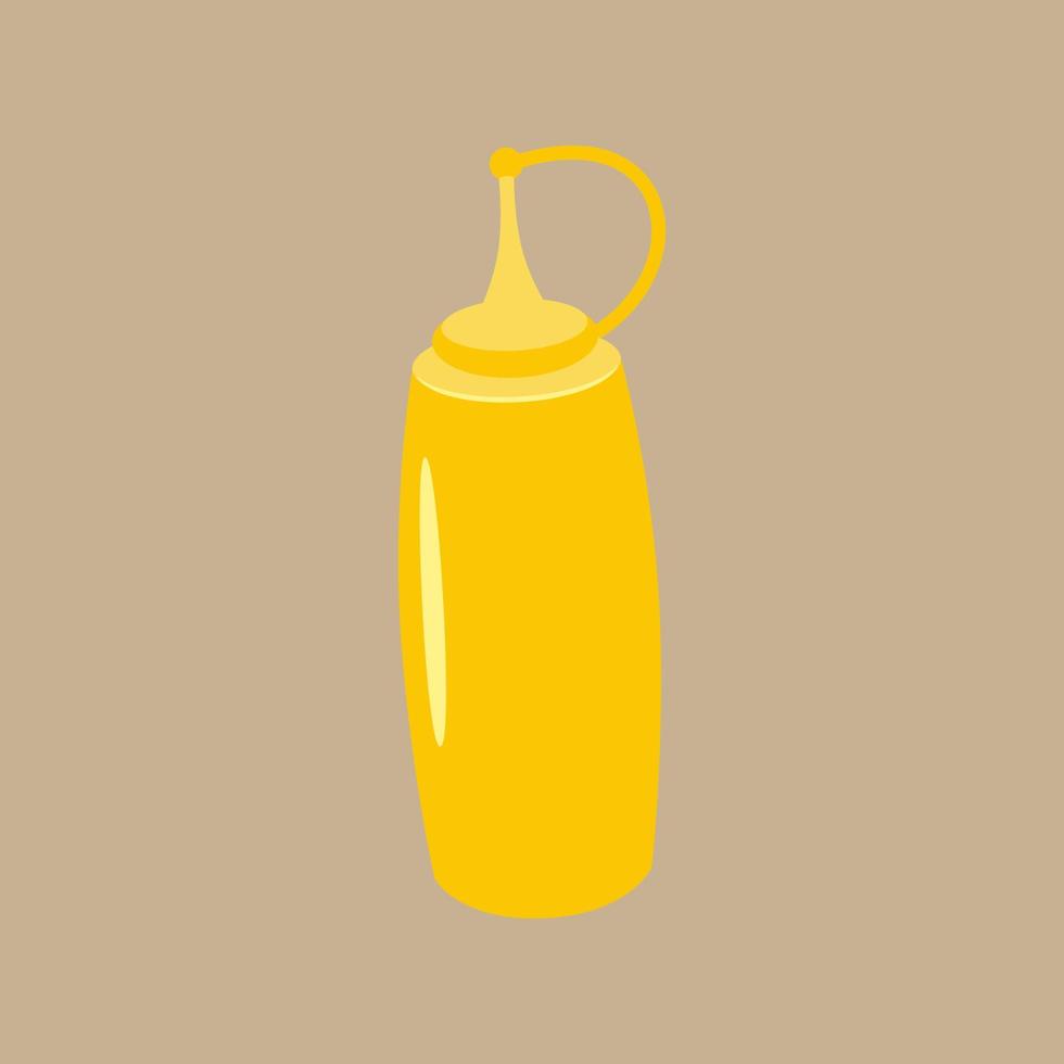 Yellow mustard bottle. Fast-food design element vector illustration