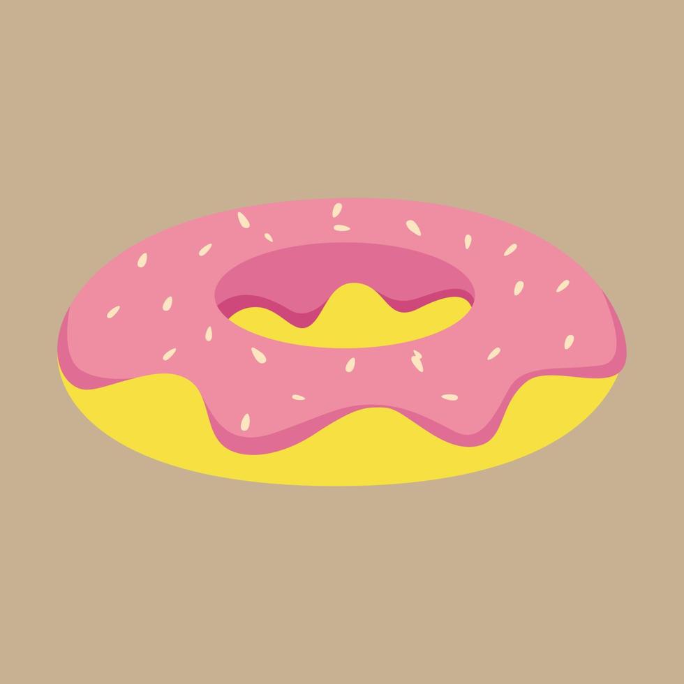 Doughnut with strawberry cream topping. Food vector illustration design