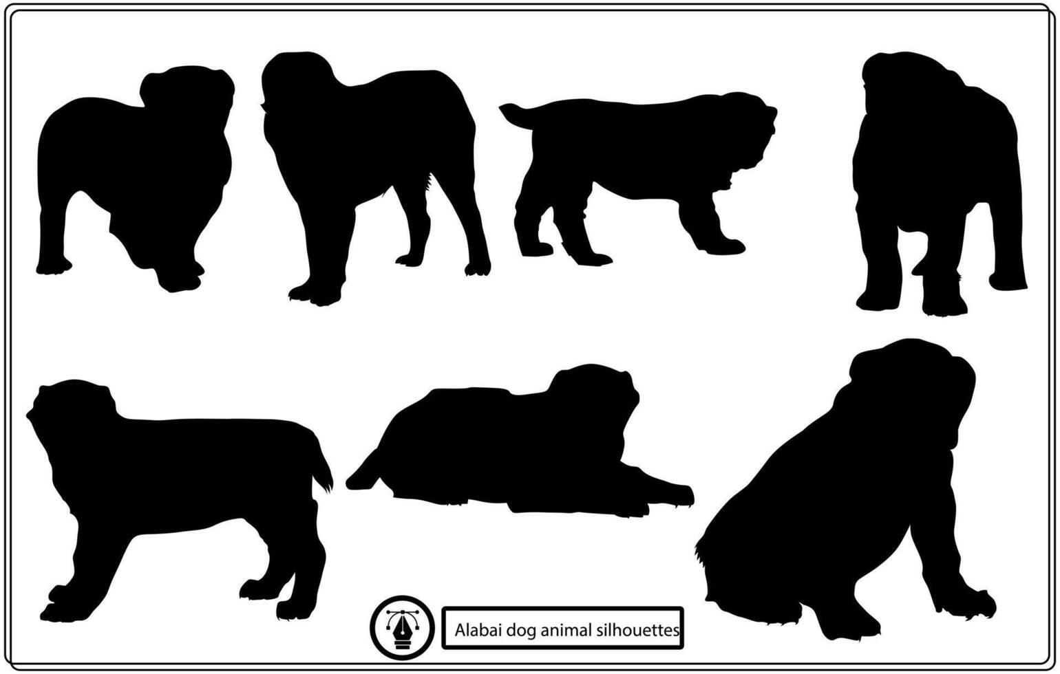 conjunto de siluetas vectoriales de perros alabai. gratis vector