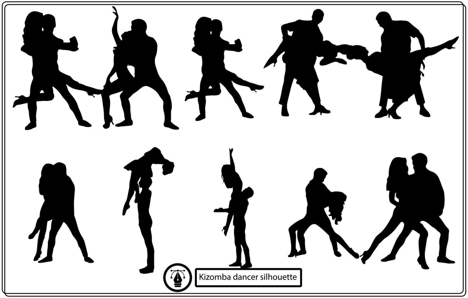 Set colored silhouettes of dancing couples. vector