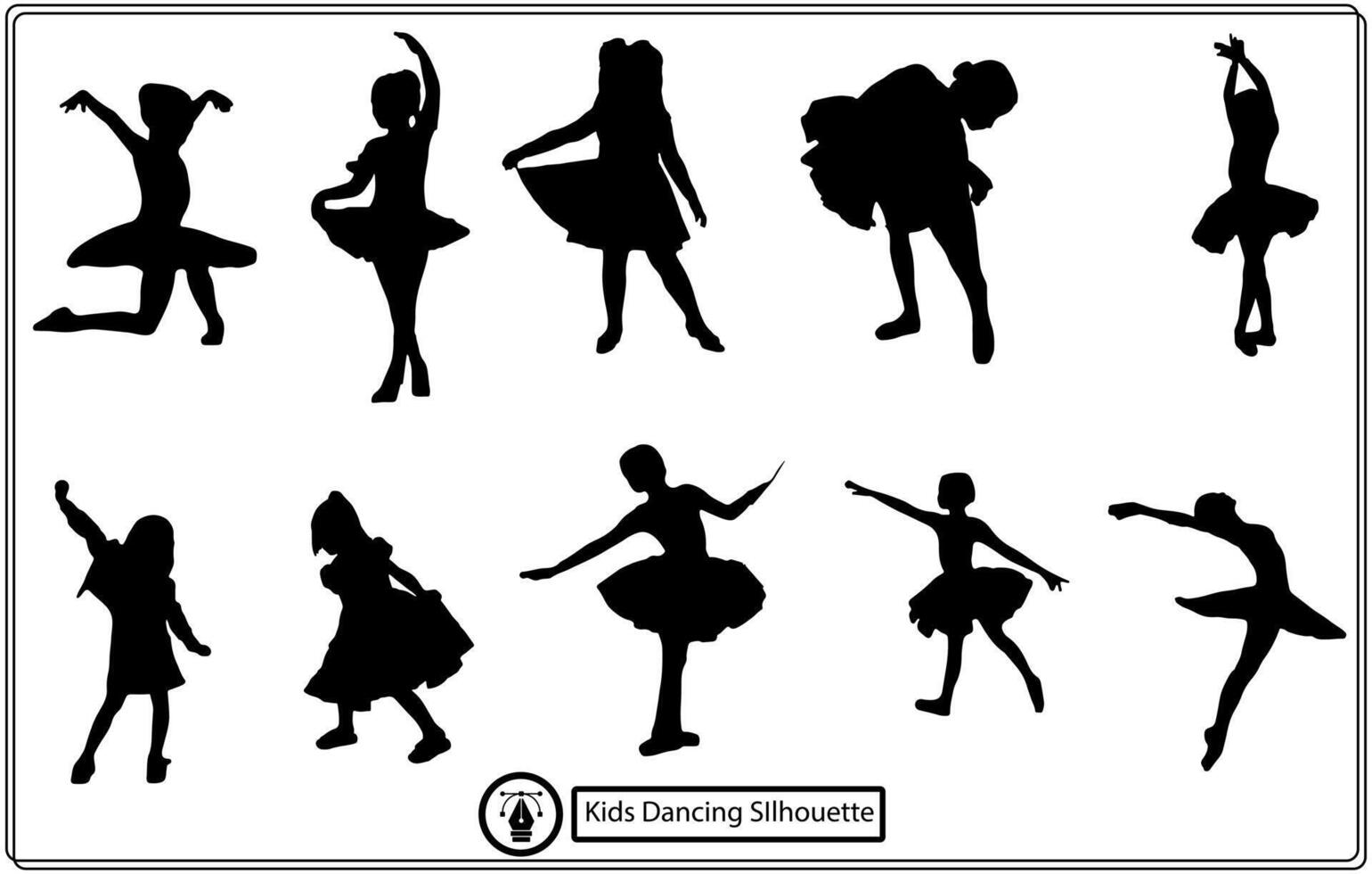 Children dancing street dance silhouette vector