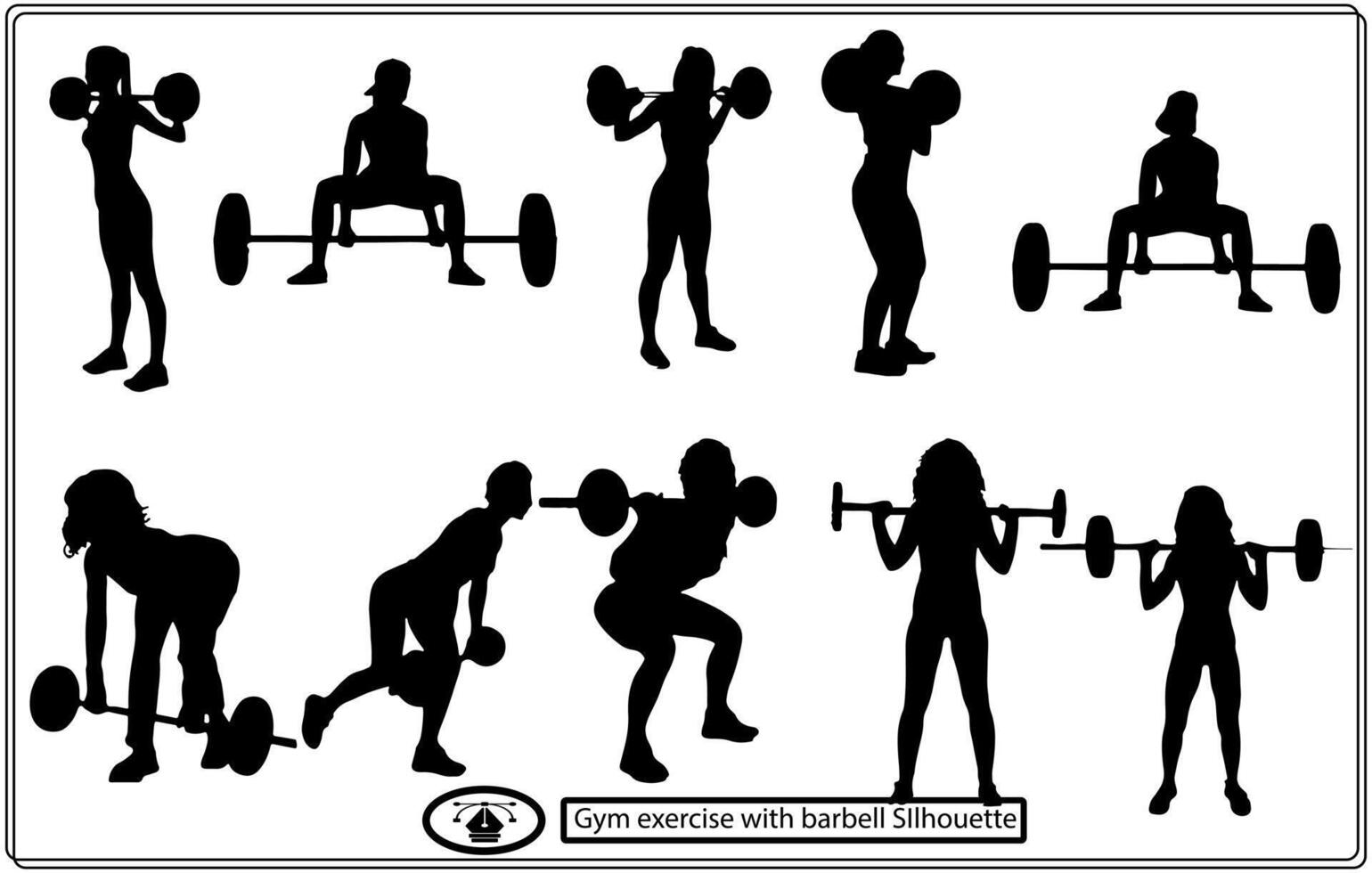 Men  women athletes doing exercises silhouette vector