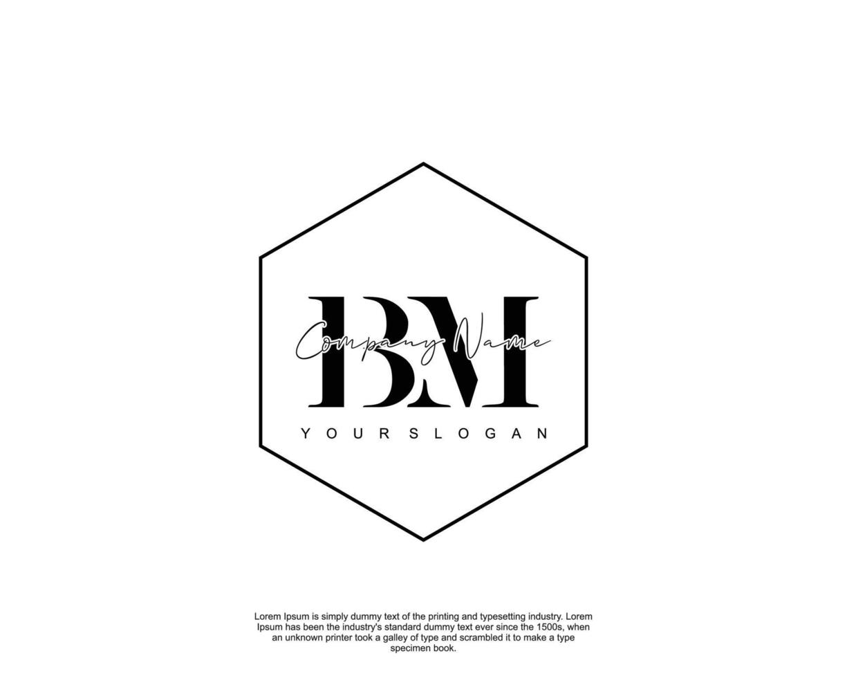 Initial BM Feminine logo beauty monogram and elegant logo design, handwriting logo of initial signature, wedding, fashion, floral and botanical with creative template vector