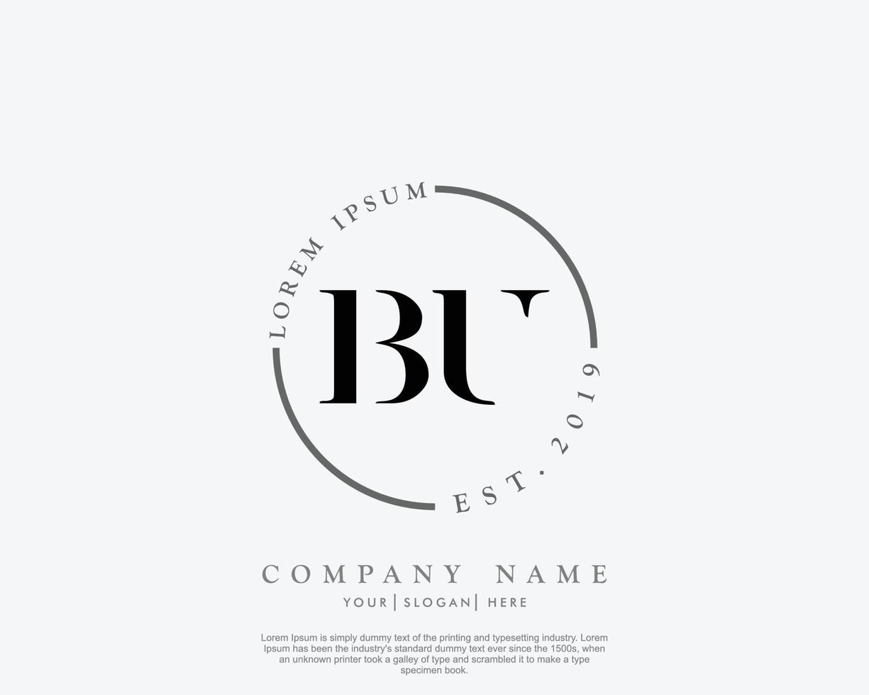 Initial BU Feminine logo beauty monogram and elegant logo design, handwriting logo of initial signature, wedding, fashion, floral and botanical with creative template vector