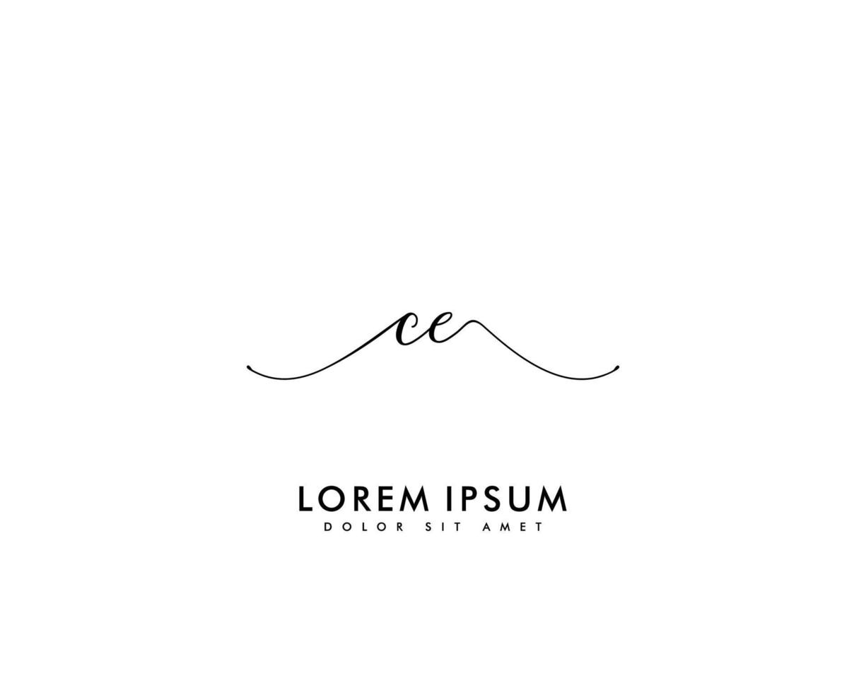 Initial CE Feminine logo beauty monogram and elegant logo design, handwriting logo of initial signature, wedding, fashion, floral and botanical with creative template vector