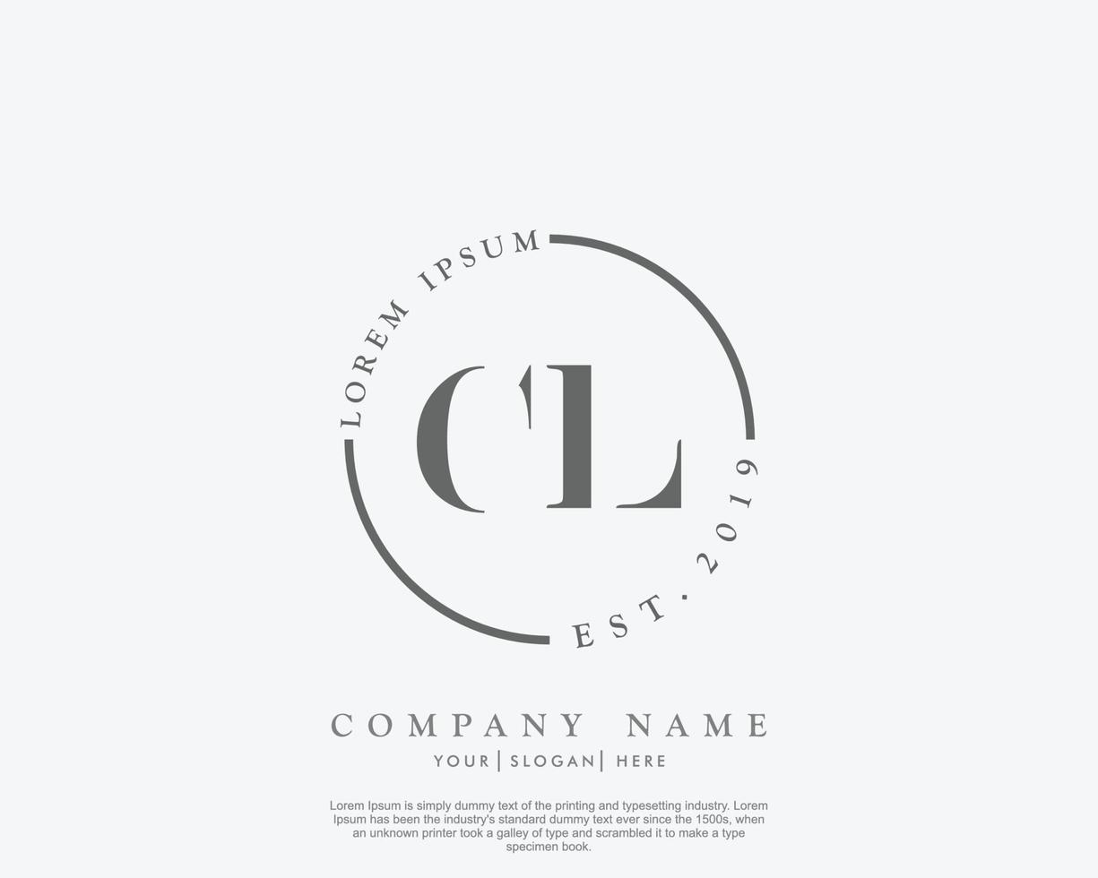 Initial CL Feminine logo beauty monogram and elegant logo design, handwriting logo of initial signature, wedding, fashion, floral and botanical with creative template vector