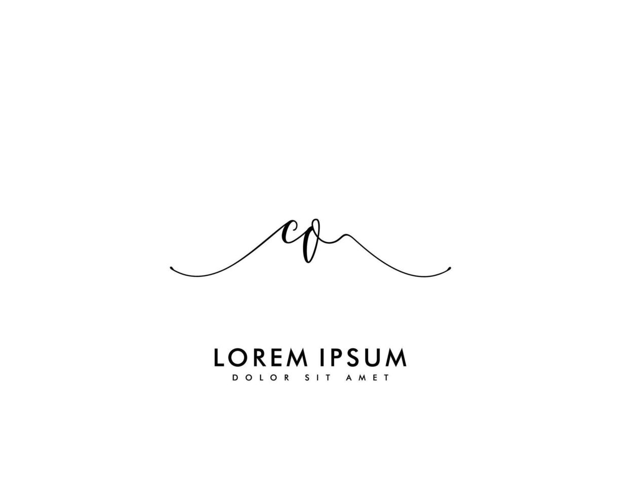 Initial CO Feminine logo beauty monogram and elegant logo design, handwriting logo of initial signature, wedding, fashion, floral and botanical with creative template vector