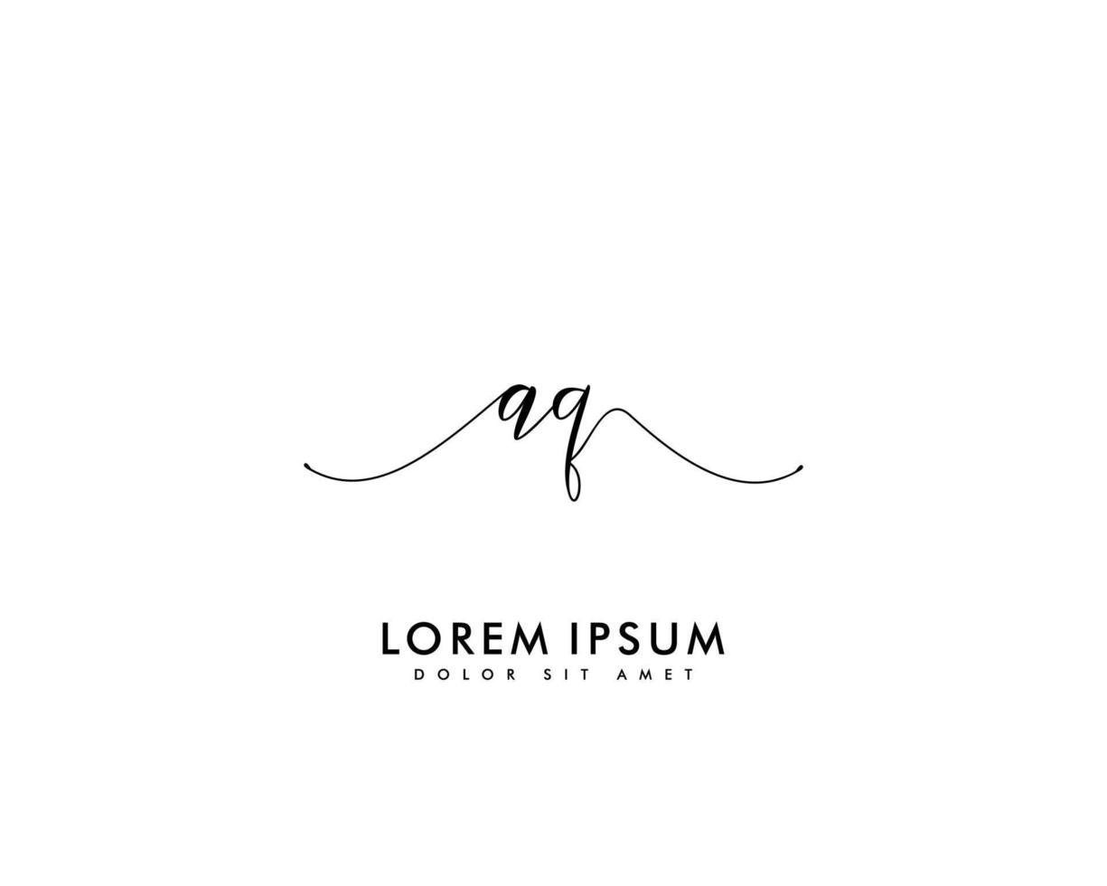 Initial letter AQ Feminine logo beauty monogram and elegant logo design, handwriting logo of initial signature, wedding, fashion, floral and botanical with creative template vector