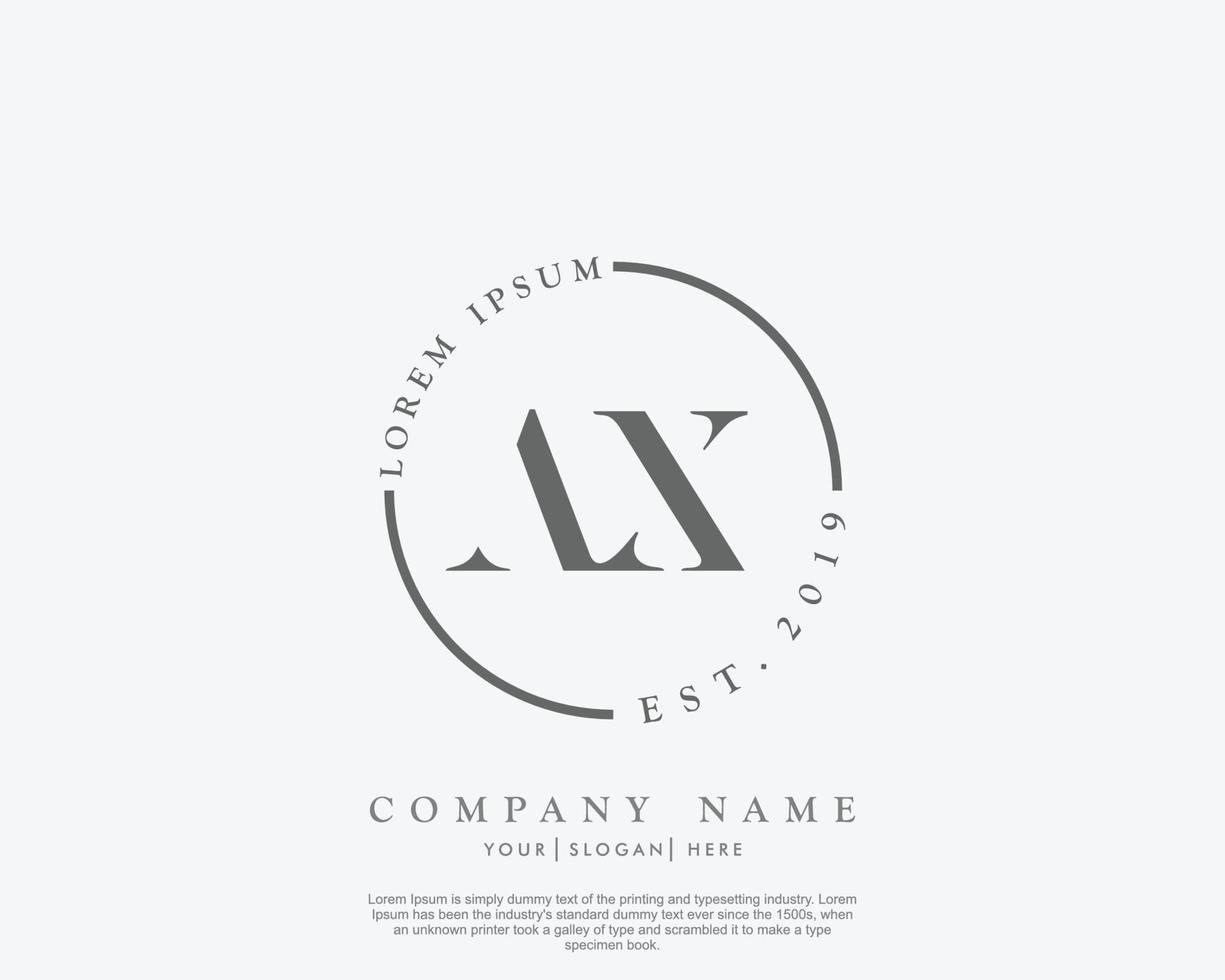 Initial letter AX Feminine logo beauty monogram and elegant logo design, handwriting logo of initial signature, wedding, fashion, floral and botanical with creative template vector